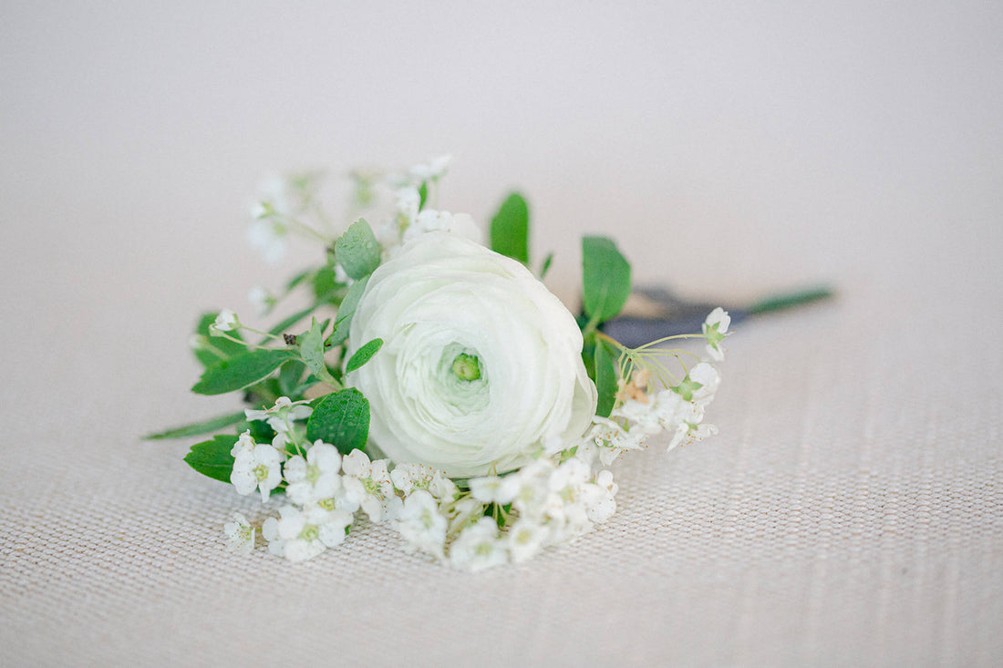 Boutonniere - White & Green