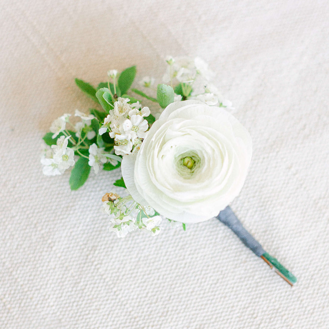 Boutonniere - White & Green