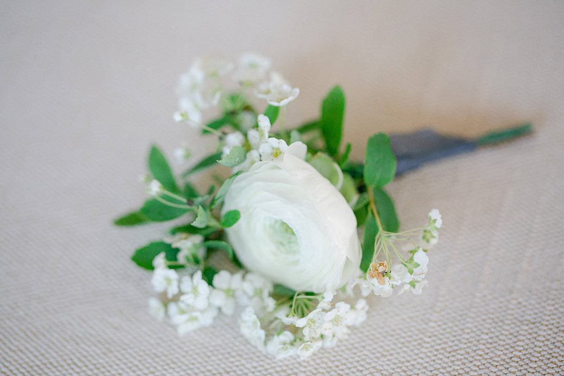 Boutonniere - White & Green