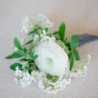 Boutonniere - White & Green